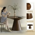 thumbnail image 4 of LeisureMod 47" Round Dining Table Ash Wood Veneer with Four-Slice Design and Tapered Column Pedestal Base Seats 4 Person for Dining Room and Kitchen Fynix Collection in Walnut, 4 of 12
