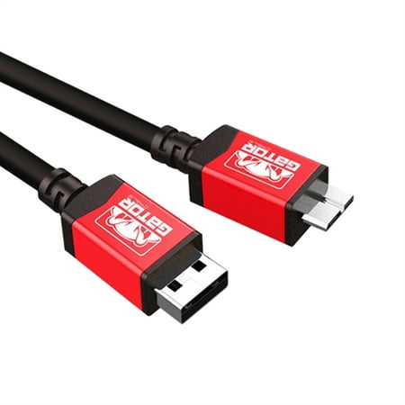 GATOR CABLE USB 3.0 Male A to Micro B cable - RED - 10 FT - Silver Plated Connectors - SYNC Rapid Charger Samsung Galaxy Note 3