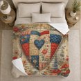 thumbnail image 5 of Patchwork Heart with Roses Daisies Stars and Gingham Checks, Romantic Cottagecore Art for Flower Lovers, Soft Flannel Blanket for Bedroom and Reading Nook, Valentine's Day Gift, Home Decor, 5 of 9