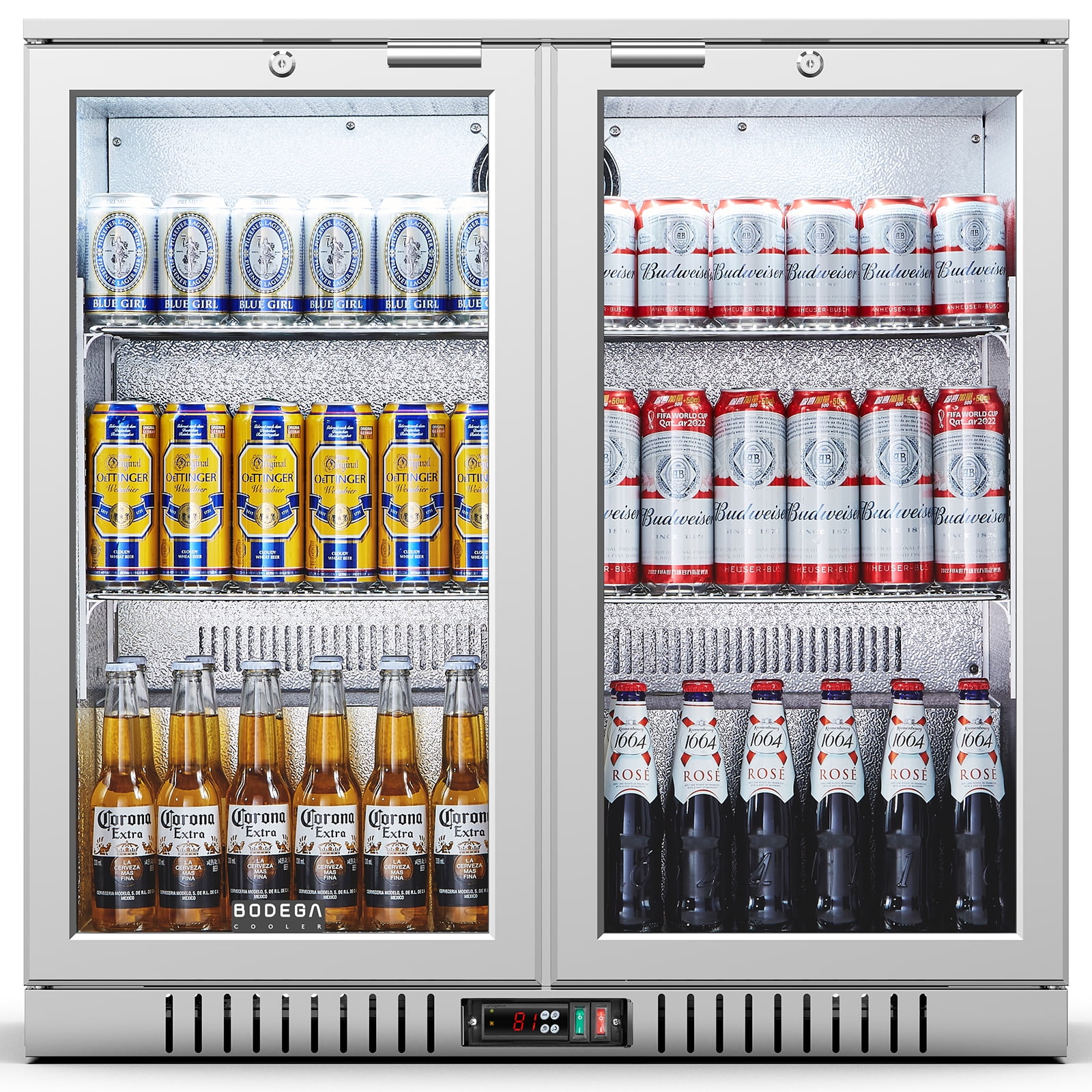216-Can Beverage Refrigerator, Large Capacity Drink Fridge for Home Bar, Freestanding Beverage Cooler with Adjustable Shelves, LED Lighting