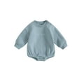 thumbnail image 2 of Baby Boy Oversized Sweatshirt Romper 3M 6M 12M 18M Solid Long Sleeve Bubble Little Dude Romper Sweater Onesie Top Fall Clothes, 2 of 10