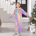 thumbnail image 6 of Soft Big Kids Onesie Pajamas Cozy Loose-Fit Jumpsuits for kids with Pockets for Christmas Lounge & Play Rainbow Flower Pattern, 6 of 8