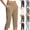 01-Khaki, variant on Cropped Pants Women Slim Stretchy Work Suit Pants Solid Color Three Quarter Capri 3/4 Trouser Elasticated Waist Outdoor Walking Trouser Casual Bottoms Fall Shorts Knee Length