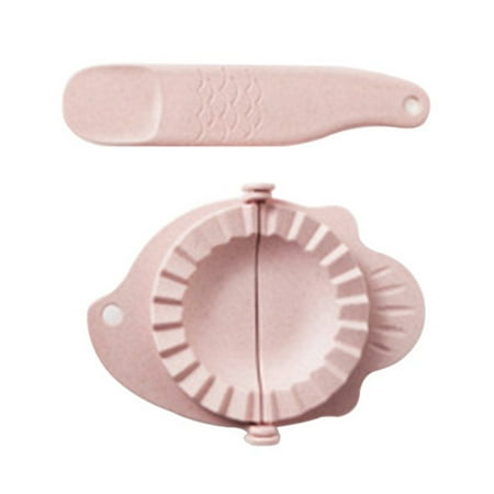 

PP Dumpling Maker Mould with Spoon Foldable Kitchen Good Helper Stencil for Pot Stickers Chinese Dumplings Pink