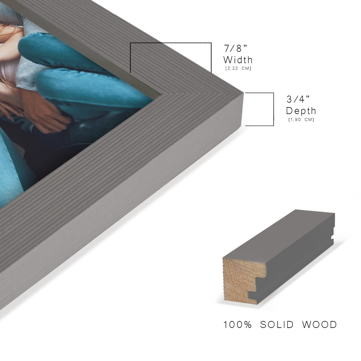 Grooved 6 in. x 8 in. Grey Picture Frame Set (Set of 4)
