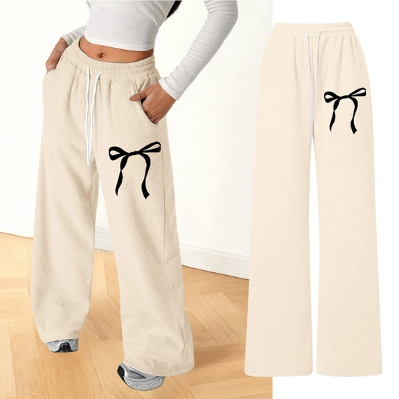 JIAYUE Girls Slacks Bows Straight-Leg Girlfriend Mid Waisted with Drawstring and Pockets For Kids Stylish Fashion Pants