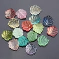 thumbnail image 2 of U8MO 10pcs 15x14mm Leaf Petal Lampwork Glass Loose Pendants Beads for Jewelry Making-2# Lake Blue, 2 of 8