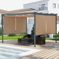 thumbnail image 3 of Aoodor 12 x 12 ft. Outdoor Pergola with Retractable Shade Canopy, Dark Gray Matte Aluminum Frame, 4 Pieces Roller Shade Curtain, Grape Trellis Pergola for Patio Backyard and Deck - Brown, 3 of 11