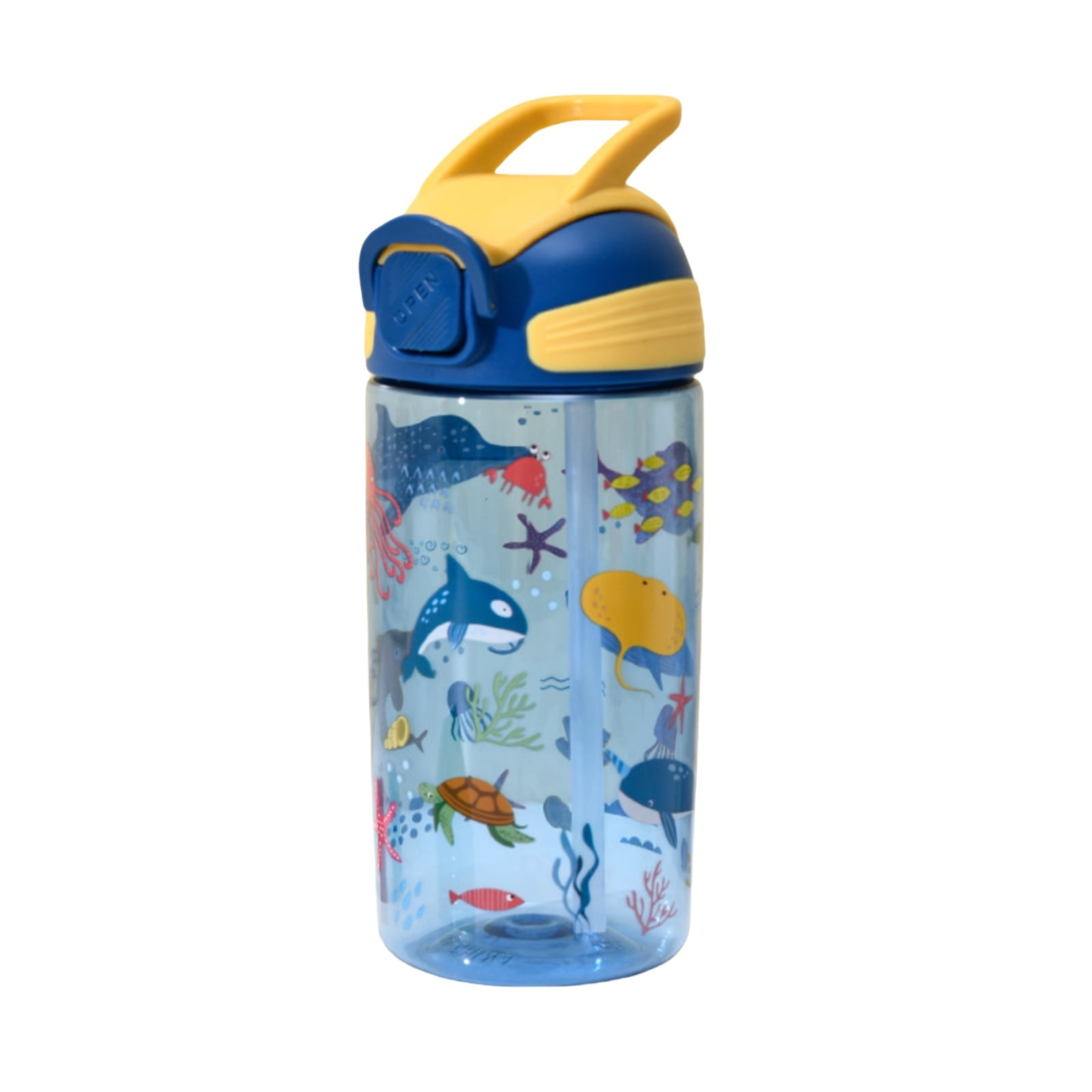 Kids Water Bottle - 20oz Durable Plastic Water Bottle With Straw, Handle, and Leak-Proof, Pop-Up Spout Cover, BPA-Free , for School, Sports, Daycare, Camp & More