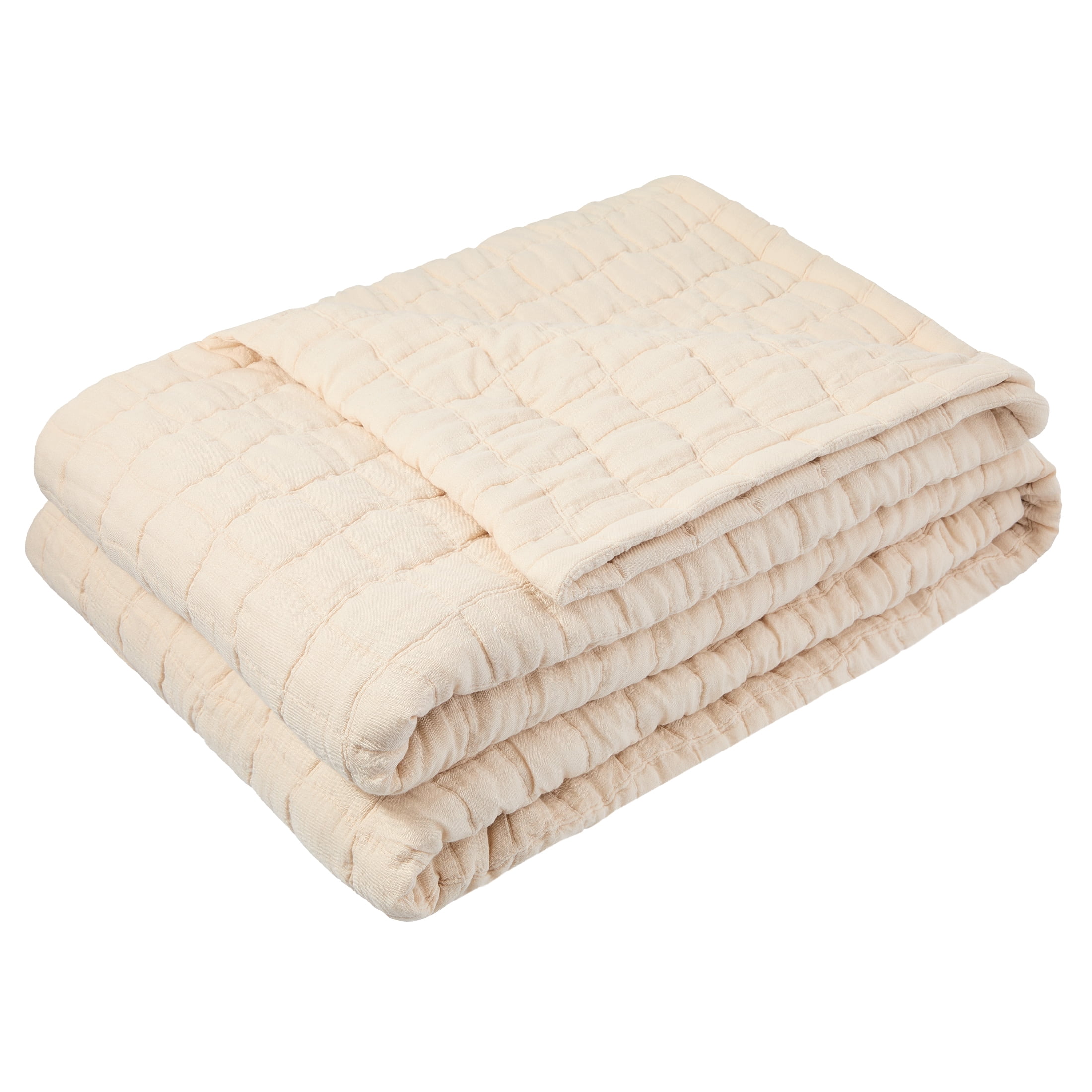 Mainstays Check Matelasse Quilt, Beige, Full/Queen