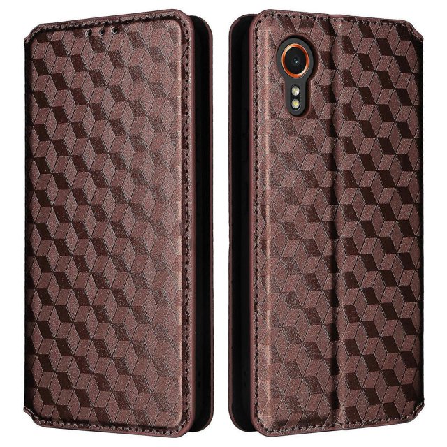 Funda tipo cartera para Samsung Galaxy Xcover 7, de cuero con estampado de rombos, s202412245474