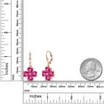 thumbnail image 2 of Gem Stone King 18K Rose Gold Plated Silver Pink Created Sapphire Dangle Earrings for Women (6.42 Cttw, Gemstone September Birthstone, Heart Shape 6MM), 2 of 3