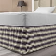 thumbnail image 1 of Chevron Bed Skirt, Horizontal Narrow Sharp Edged Zig Zags Classical Simplistic with Retro Effects, Elastic Bedskirt Dust Ruffle Wrap Around for Bedding Decor, 4 Sizes, Dark Blue Cream, by Ambesonne, 1 of 2