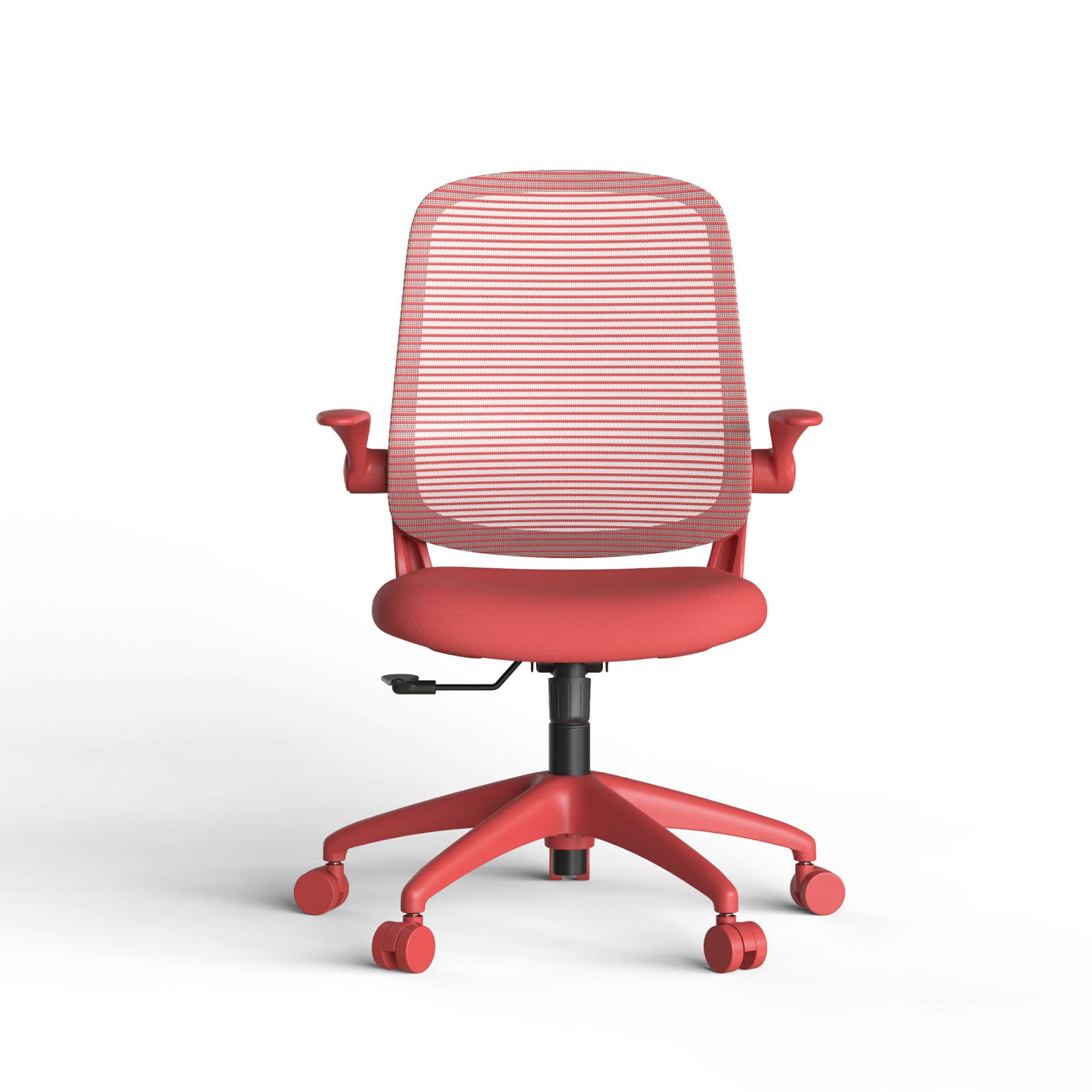 S-HOME Modern Ergonomic Mesh Back Office Chair With Fireproof Nylon Fabric, Rotating Design And Gas Lift For Support, Adjustable Height And Flip-Up Armrests  For Home Offices, Red