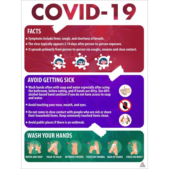 COVID-19 Poster Facts Coronavirus Protection Wall Print (18x24)