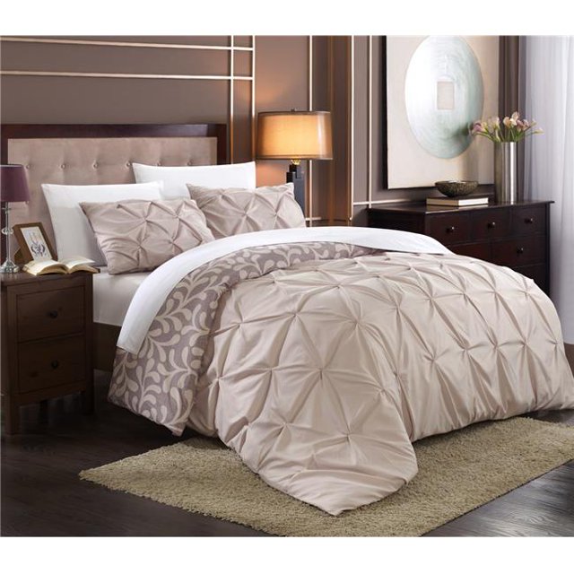 Chic Home DS3853-US Ensemble de Couette Pli Plissé Pincée - Prune - Très Grand - 3 Pièces