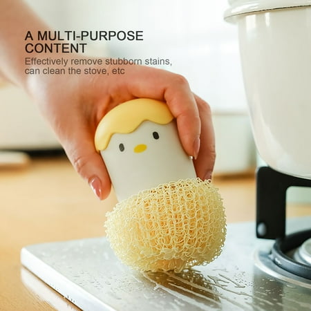 

2PC Cleaning Cartoon Chicken Cleaning Brush With Handle Washing Pot Brush Cleaning Ball Cleaning Supplies Cleaner Cleaners