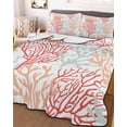 thumbnail image 3 of Quilts Twin Size Bedding Set, Red Orange Grey Coral Coastal Lightweight Quilted Comforter, Summer Beach Seaside Nautical Reversible Bedspread Coverlet with Pillow Covers for All Season, 68" x 86", 3 of 7
