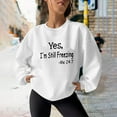 thumbnail image 2 of PuLe Sweatshirts Yes,I'm Still Freezing Knitted Waffle Hoodie with Pockets Oversized Pullover Hooded Sweatshirt Womens Long Sleeve, 2 of 4