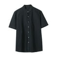 thumbnail image 1 of Camisa de Botón de Manga Corta de los Hombres, Holiday Casual Color Sólido, Camisa de Bolsillo de Cuello de Pie, 1 of 9