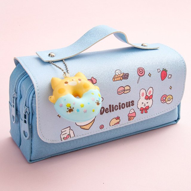 Útiles escolares y papelería Estuche de lápices estéticos Kawai Lindo estuche de papelería coreana Organizador para niñas Accesorios Kawaii hola suerte unisex