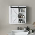 thumbnail image 2 of Farmhouse Bathroom Wall Cabinet, Sliding Barn Door Storage, Over Toilet Cabinet, White, 2 of 9