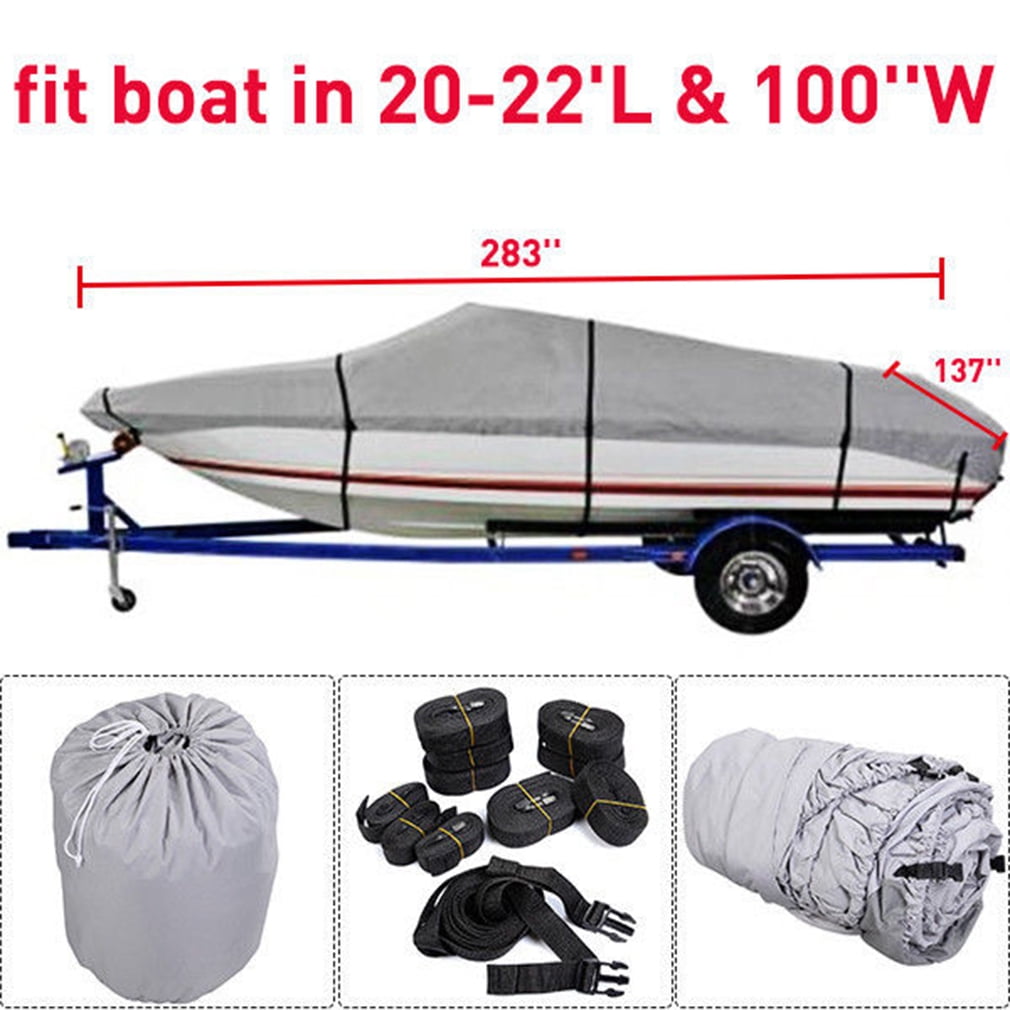 20-22 Feet New 210D Heavy Duty Waterproof Mooring Boat Cover Fishing Ski Boat Runabout Pro Bass Inboard Outboard Boat... by