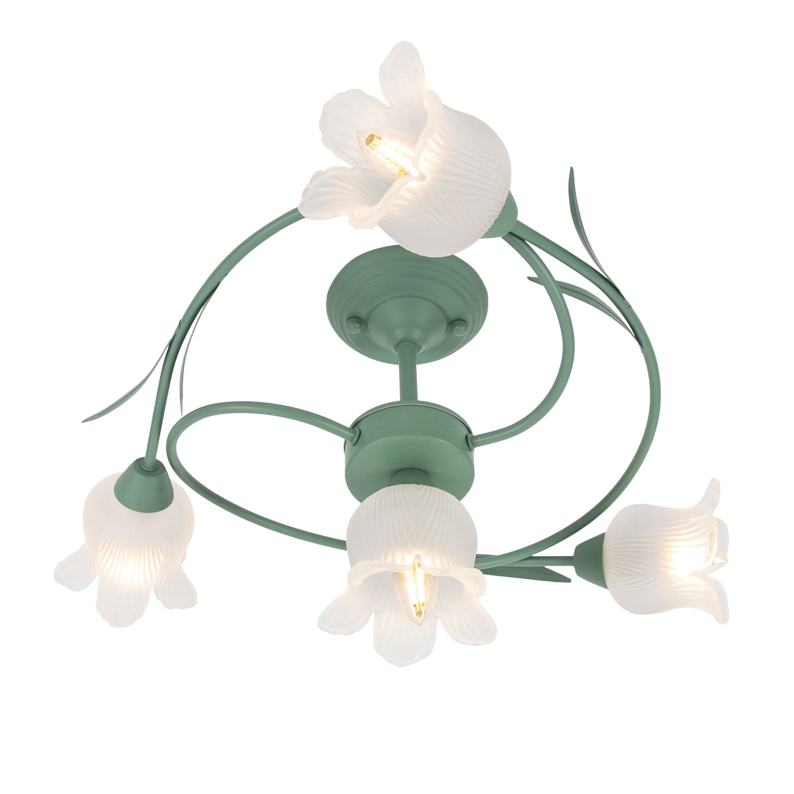 110V 60W Ceiling Light 4-Light Rounded Floral Shade Ceiling Chandelier for Bedroom