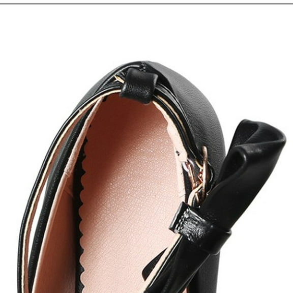 1 Pair Chunky Mid-heel Shoes Stylish Bowknot Female Shoes Shallow Mouth Single Shoes Elegant Buckle Strap Shoes for Women Lady (Black Size 39 7.5US,5UK, 38.5EU,9.6285Inch)