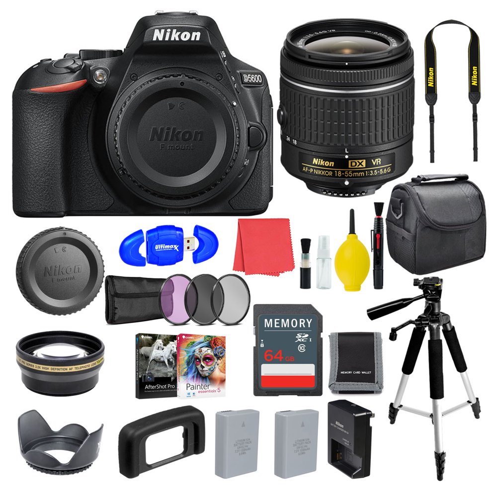 Nikon D5600 24.2MP DSLR Camera AFP DX 1855mm Lens Kit + Bag + Battery