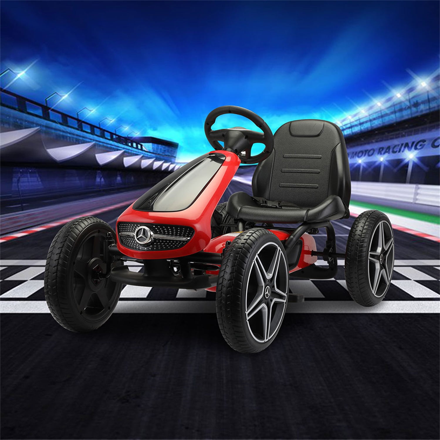 CIPACHO Kids Ride On Car Mercedes Benz Licensed Go Kart with Horn and Music, Pedal Toy Car 3-6, Red