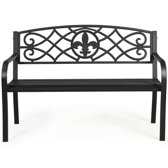 Spaco 50 Inch Patio Heavy-Duty Metal Garden Bench, Outdoor Bench for Park, Porch, Patio and Backyard