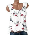 thumbnail image 2 of USSUMA Loose Fit Vest Tanks Summer Tops for Women 2022 Trendy Floral Print Cami Womens Tunic Tops Round Neck Basic Shirts Tees Sleeveless Dressy Blouses for Women, 2 of 6