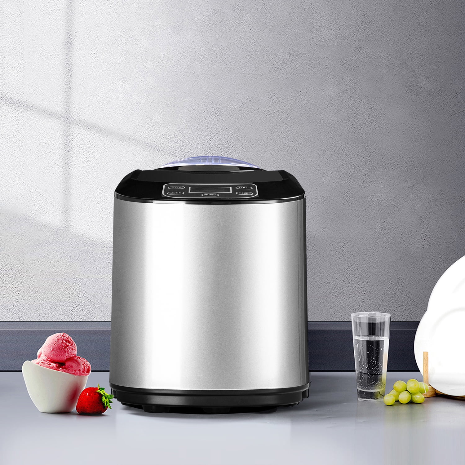 UKKISO Ice Cream Maker for Home: 1.2 Quart Automatic Ice Cream Maker  Machine with LCD Display, Stainless Steel Homemade Ice Cream Maker Machine  with