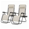 thumbnail image 4 of VTOY 2-Pack Zero Gravity Chair Outdoor Lounge Chairs Adjustable Mesh Reclining Chair for Pool Beach Camping Lounge Chair with Pillows and Cup Tray--Beige, 4 of 7