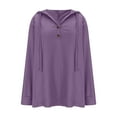 thumbnail image 5 of Nxznwn Hoodies for Women V Neck Oversized Hooded Pullover Sweatshirts Casual Loose Button Long Sleeve Shirts Fall Tops, 5 of 7