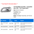 thumbnail image 2 of Left Headlight Assembly - Compatible with 1996 - 1997 Toyota RAV4, 2 of 2