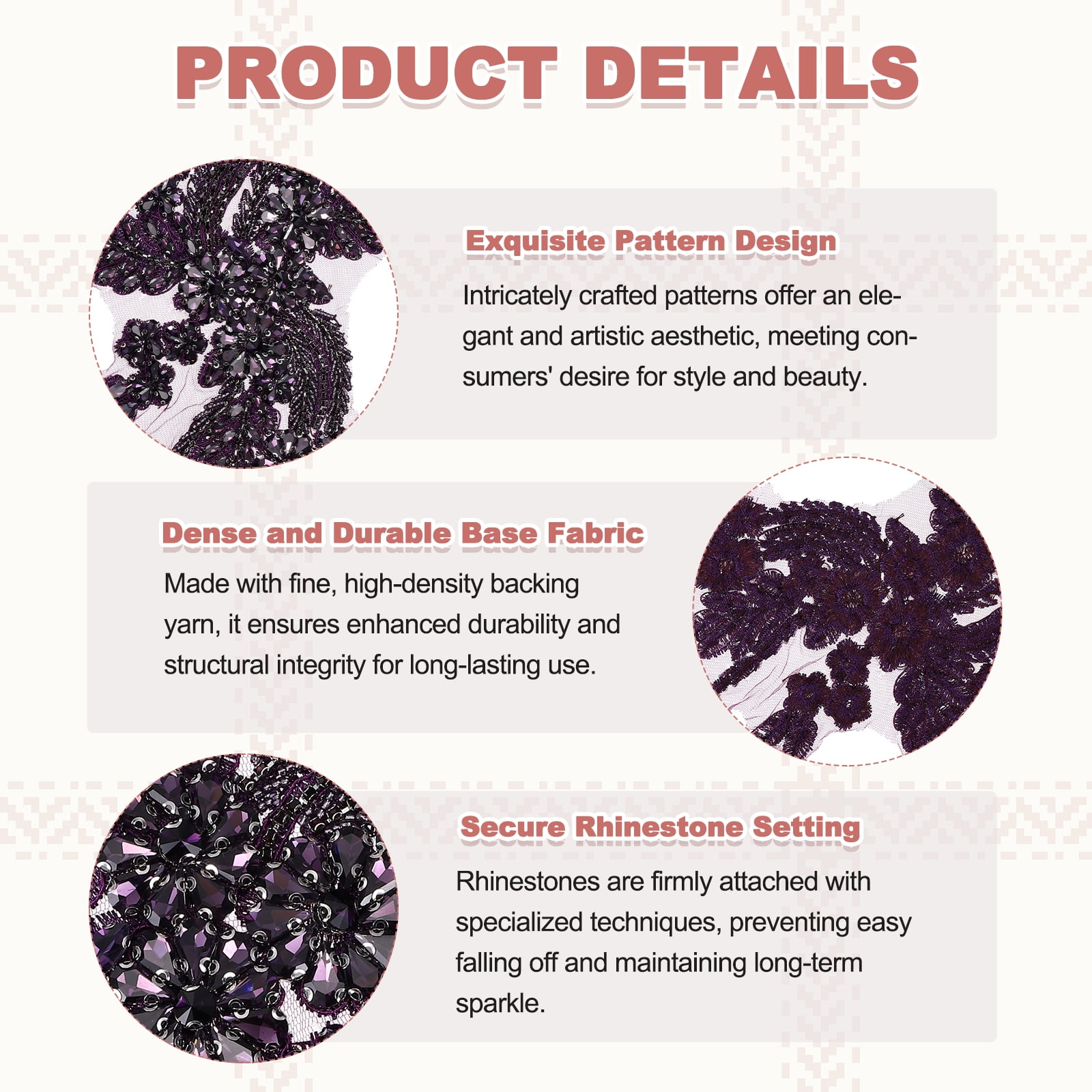 Uxcell 2Pack Rhinestone Applique Patches, 11 x 7 Inches Purple Lace Embroidery Patches Sew on Rhinestone Beaded Sequins for Sewing Making Dresses Wedding Banquet Evening Gown Decoration