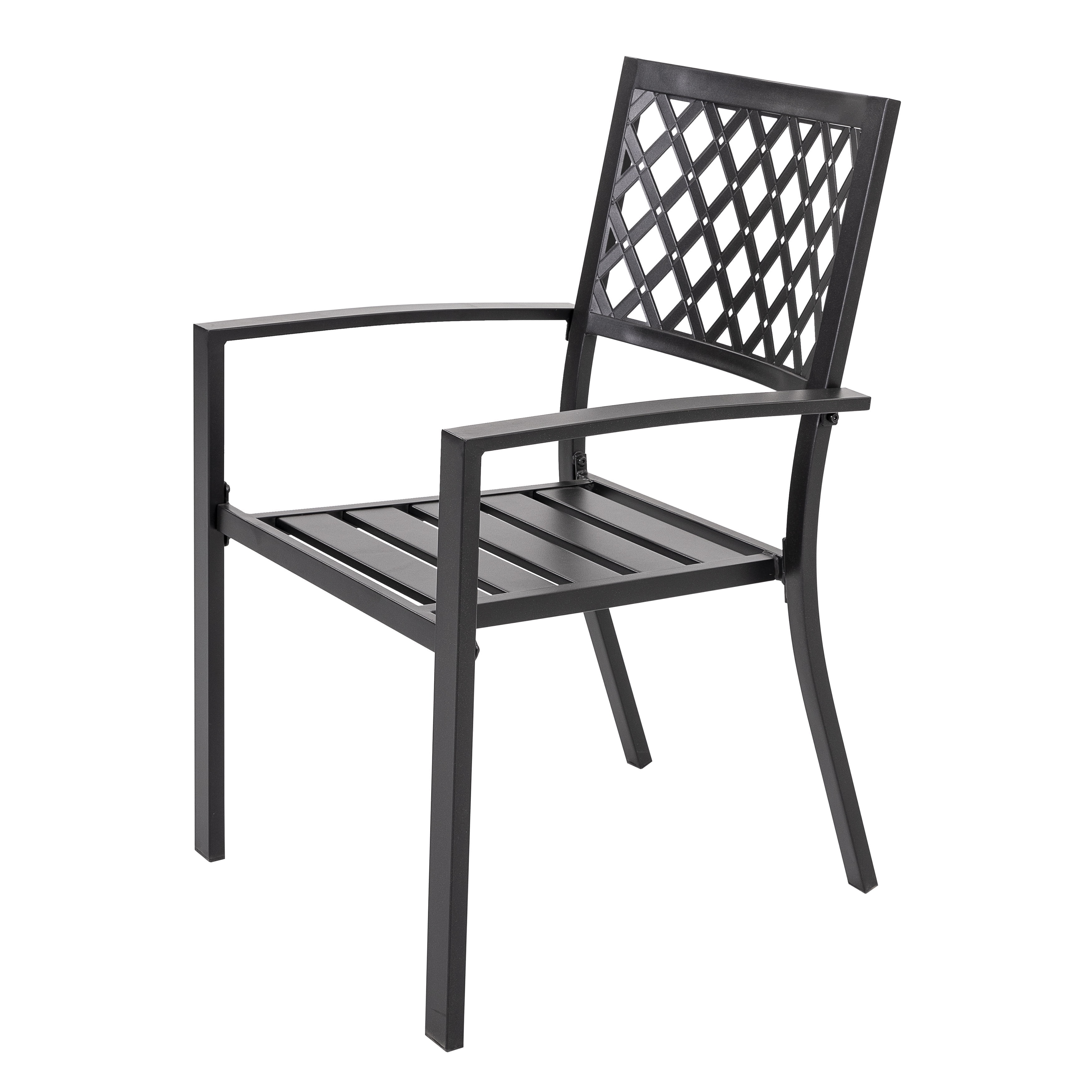 Nuu Garden Outdoor Patio Chair Set of 2 Bistro and Dining Chairs, Powder-coated Finish and Iron Frame, for Outdoor and Indoor Space, Patio, Deck, Garden, Backyard, Balcony, Black