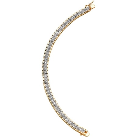 .04 Carat T.W. Diamond 14kt Gold-Tone Two-Tone Tennis Bracelet, 7