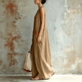 thumbnail image 5 of YuXingFu Womens Cotton Summer Dresses Casual Maxi V-Neck Plus Size Womens Dress Sleeveless with Pocket Long Casual Summer White XL, 5 of 9