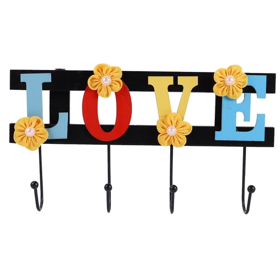 Masteelf Yellow Love Hook Rack Wall Mounted Alphabet Clothes Hanger Decorative Organizer for Home and Office