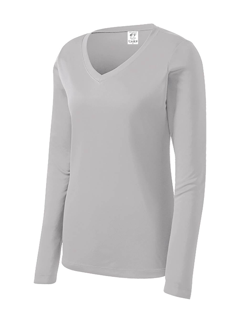 Gravity Threads Womens Long-Sleeve Moisture-Wick V-Neck - Silver - Small
