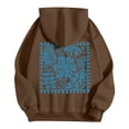 thumbnail image 5 of Linfrsh Cute Palm Puff Hoodie, Preppy Sweatshirts, Fleece lining Pink Flower Hoodies, Gift for Women (Brown,S), 5 of 7