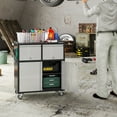 thumbnail image 2 of Aobabo Metal Storage Cabinet on Wheels with 2 Drawer, Rolling Steel Garage Tools Cabinet with Side Pegboard &4 Hooks & 1 Adjustable Shelf for Garage,Shop,Home,Gray/Black, Assembly Required, 2 of 8