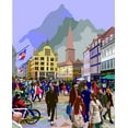 thumbnail image 2 of Pansanit, Surapol 15x18 Gold Ornate Wood Framed with Double Matting Museum Art Print Titled - Old Town Travel, 2 of 4
