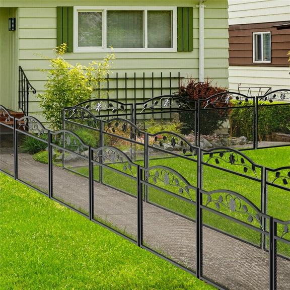 5 Panels Heavy Duty Metal Garden Fence Rustproof Fencing Border Animal Barrier