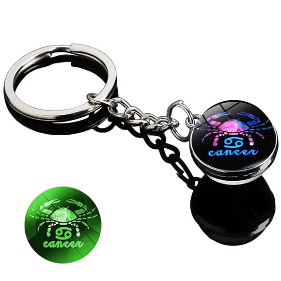 12 Constellation Keychain Zodiac Creative Galaxy Pendant Astrology/Birthday For Horoscope Lovers Gifts for Men Women (Cancer)