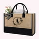 thumbnail image 5 of Bolso de mano de yute para mujer, bolso de playa de verano de gran capacidad con letras A, para regalos de cumpleaños, 5 of 5