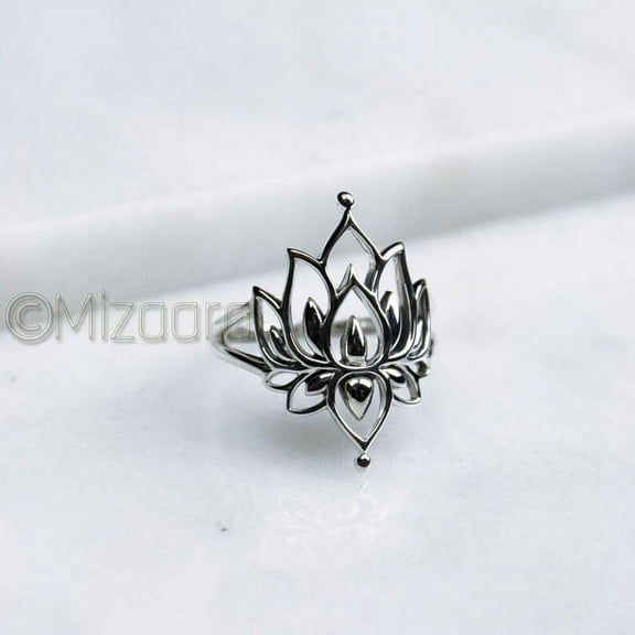 Lotus Floral 925Sterling Silver Ring, Lotus of Life Ring, Handmade Dainty Ring, Spiritual Minimal Jewelry,